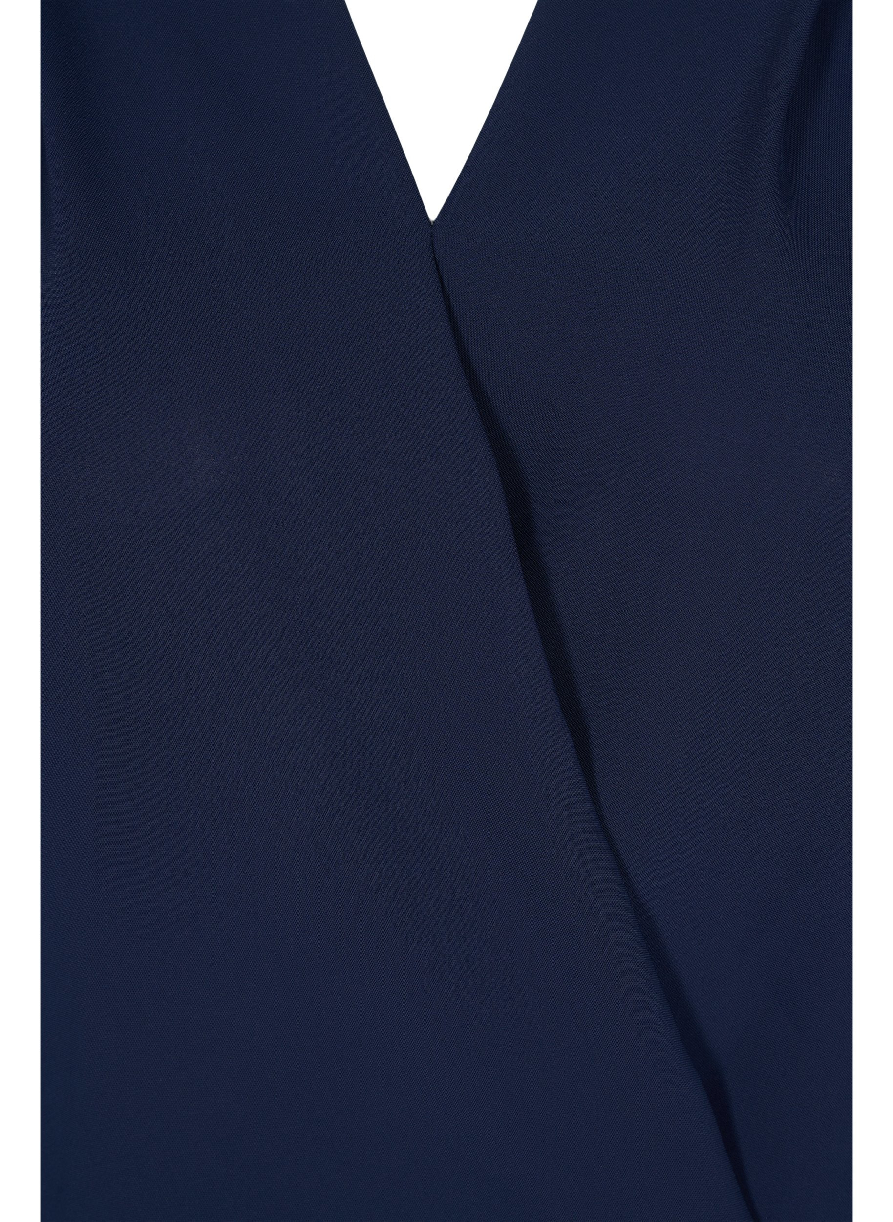 Omlott-blus med v-ringad hals och 3/4-ärmar, Navy Blazer, Packshot image number 2