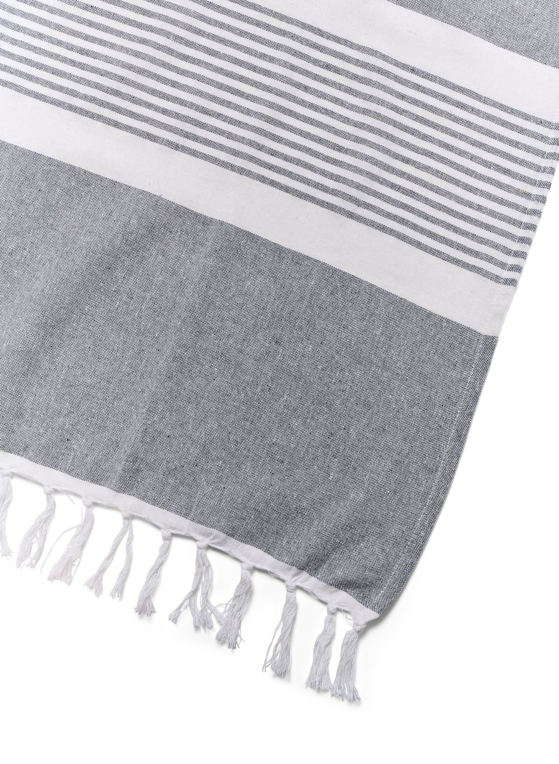 Randig handduk med fransar, Medium Grey Melange, Packshot image number 2