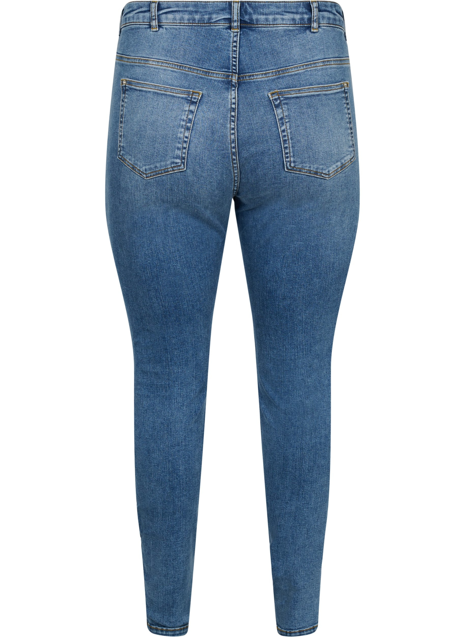 Super slim Amy jeans i bomullsblandning, Blue denim, Packshot image number 1