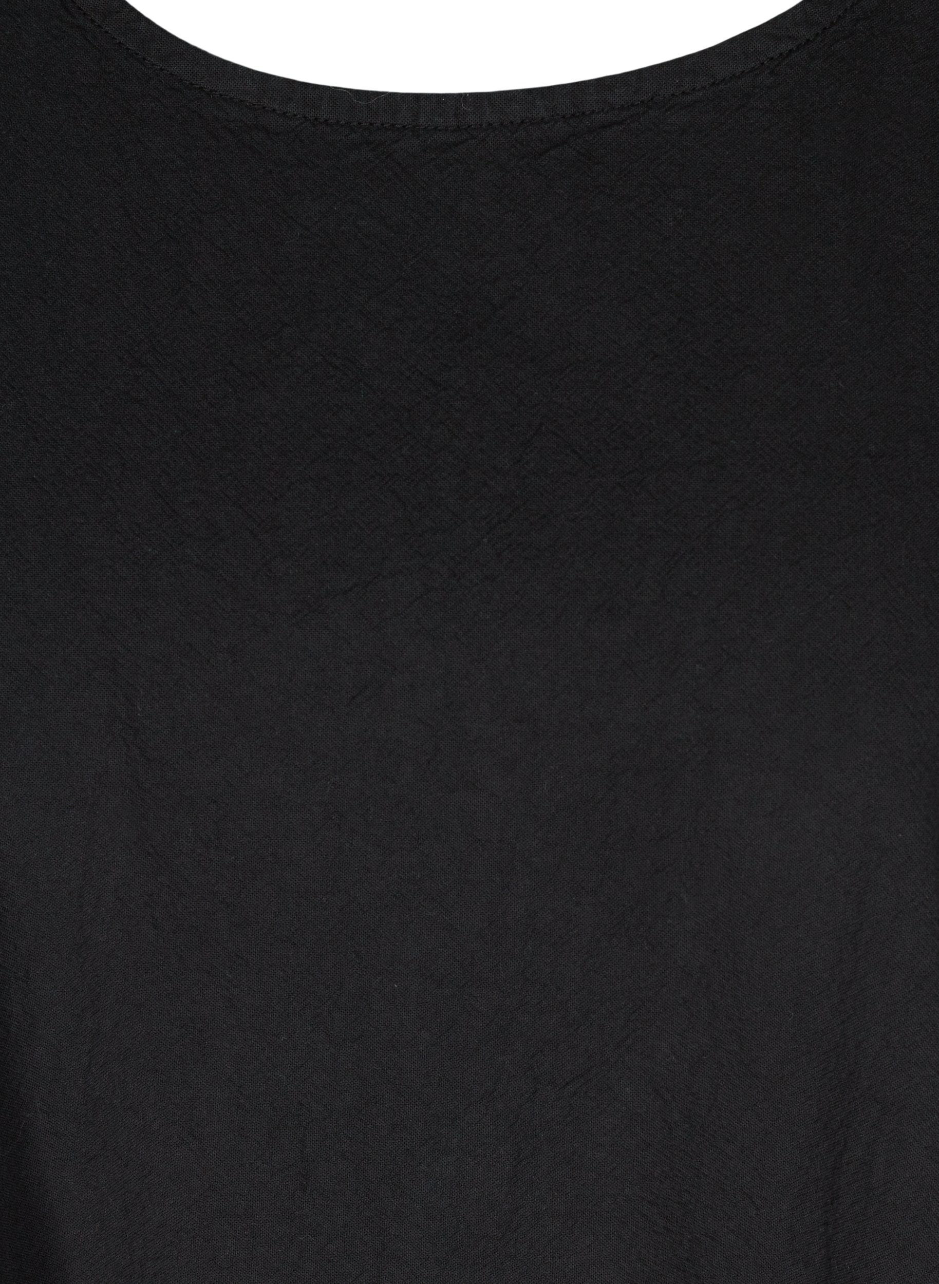 A-linjeformad bomullsklänning utan ärmar, Black, Packshot image number 2