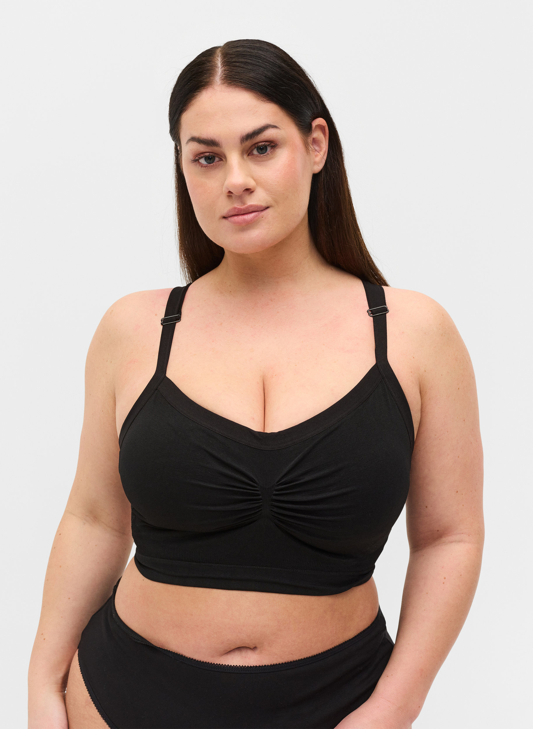 Mjuk bh med spetsrygg, Black, Model
