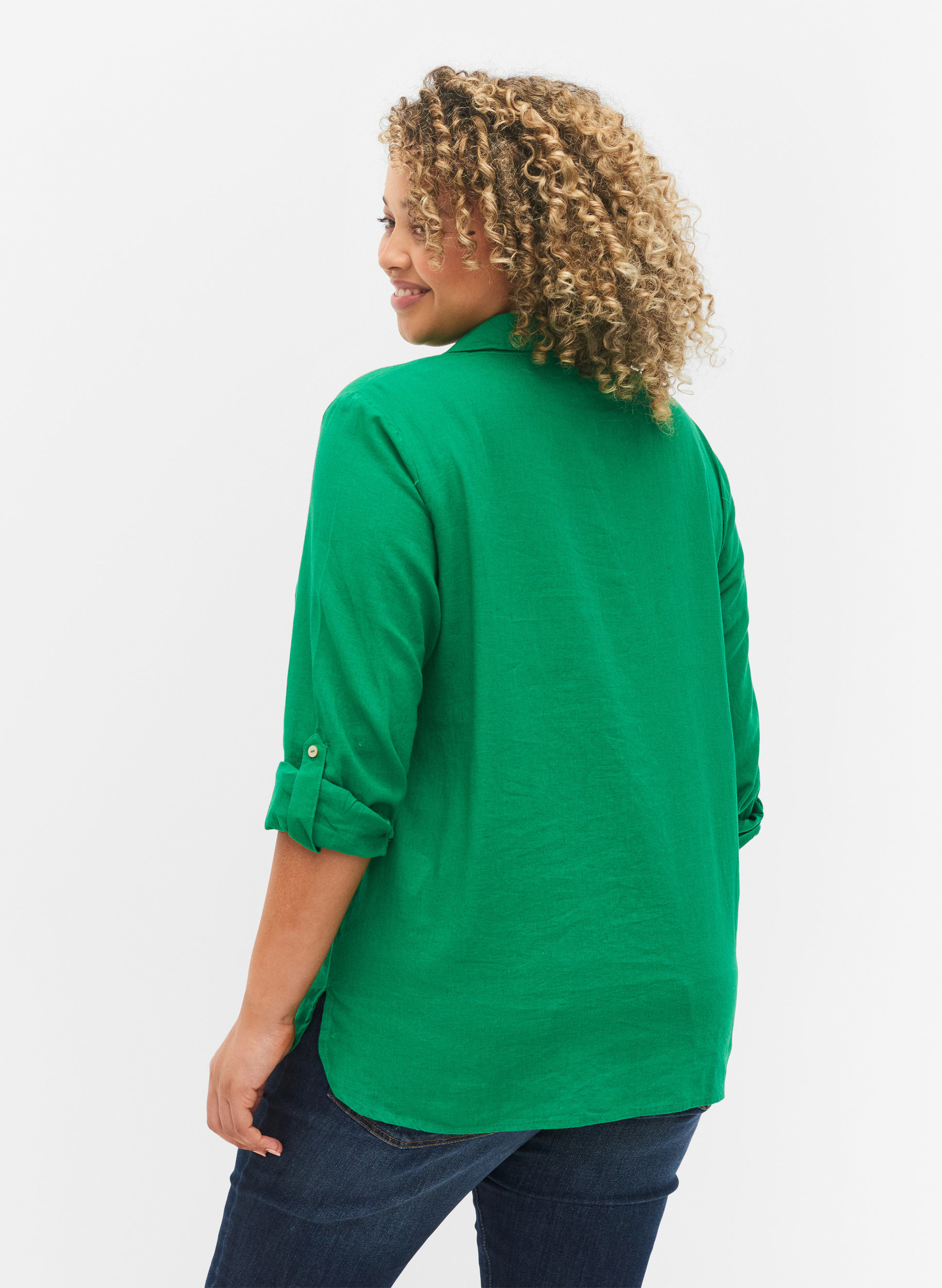 Blus med 3/4-ärmar och knappar, Jolly Green, Model