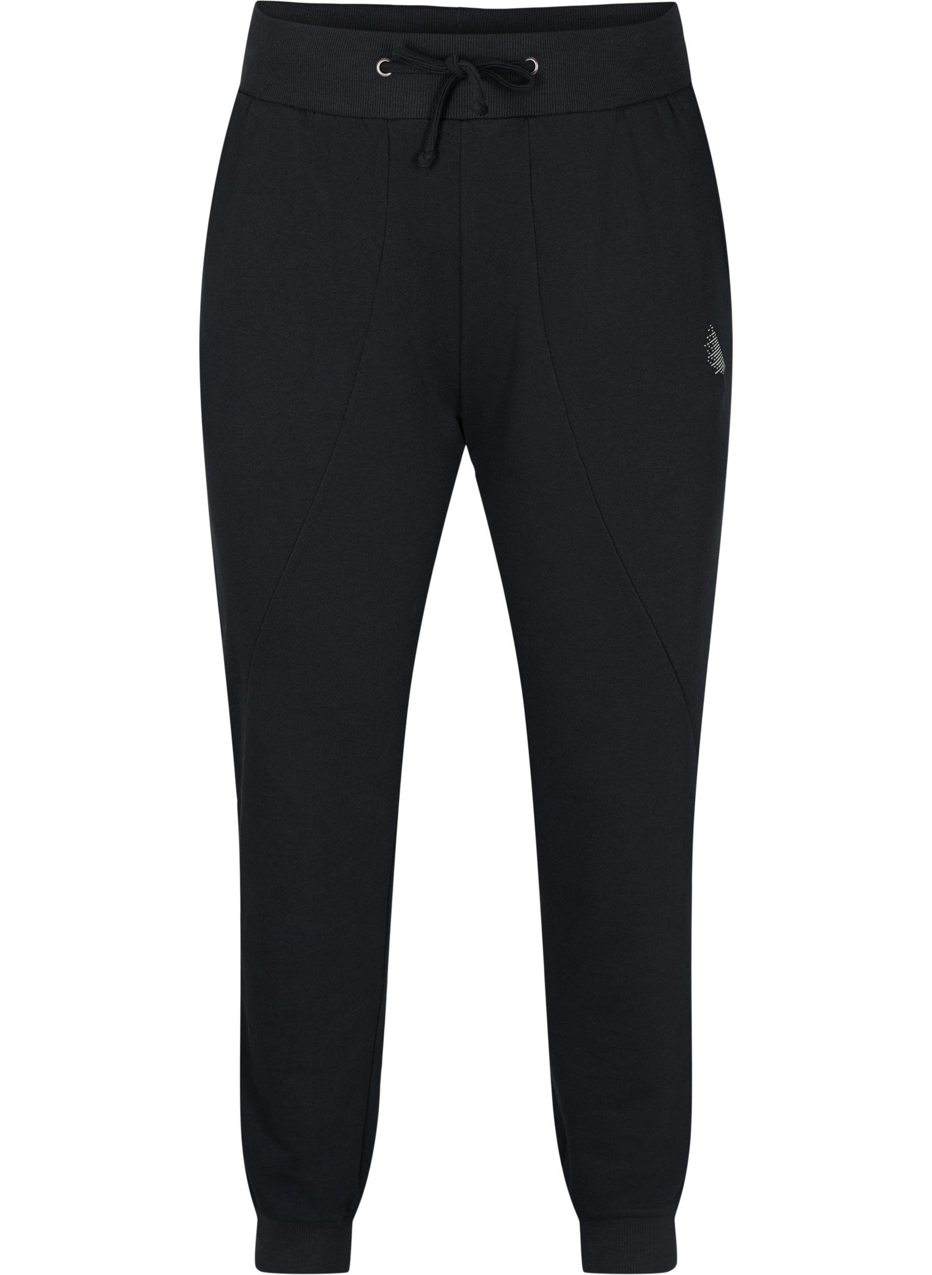 Enfärgade träningsbyxor med fickor, Black, Packshot image number 0