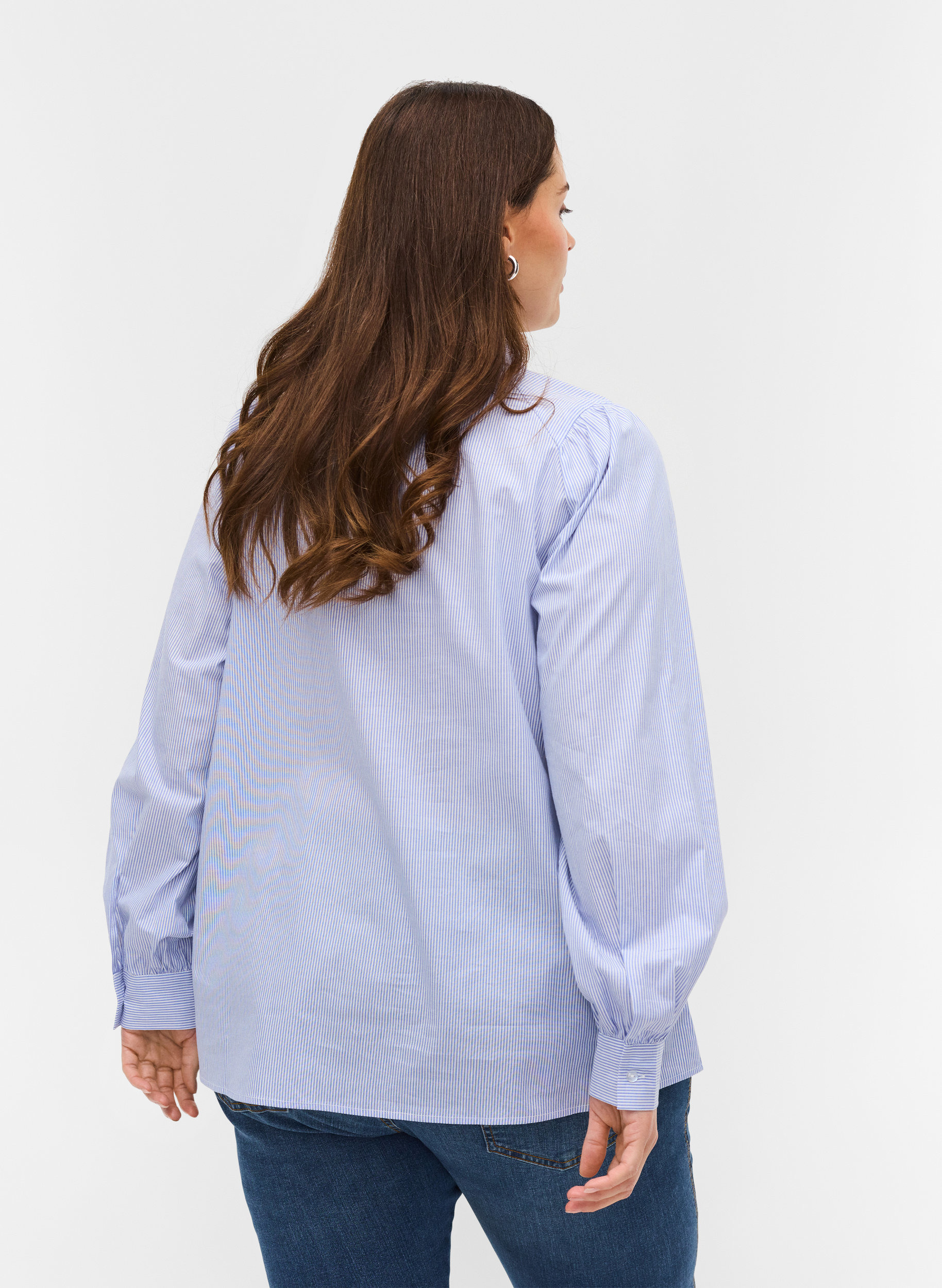 Randig skjorta i bomull, White/Blue stripe, Model