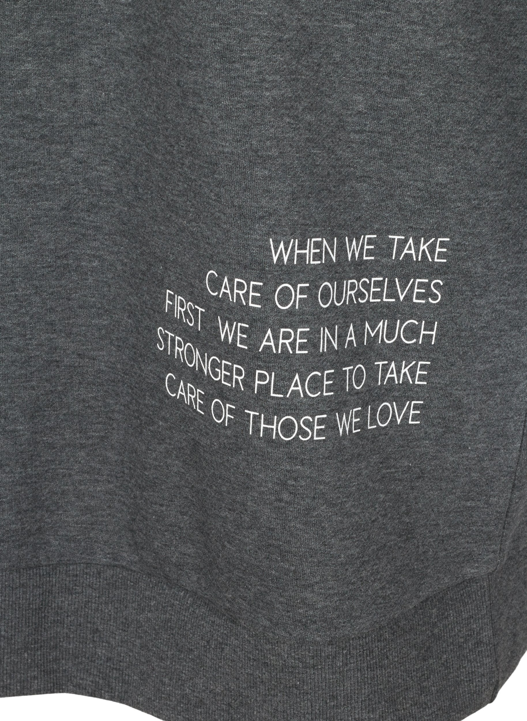 Långärmad sweatshirtklänning med text, Dark Grey Melange, Packshot image number 2