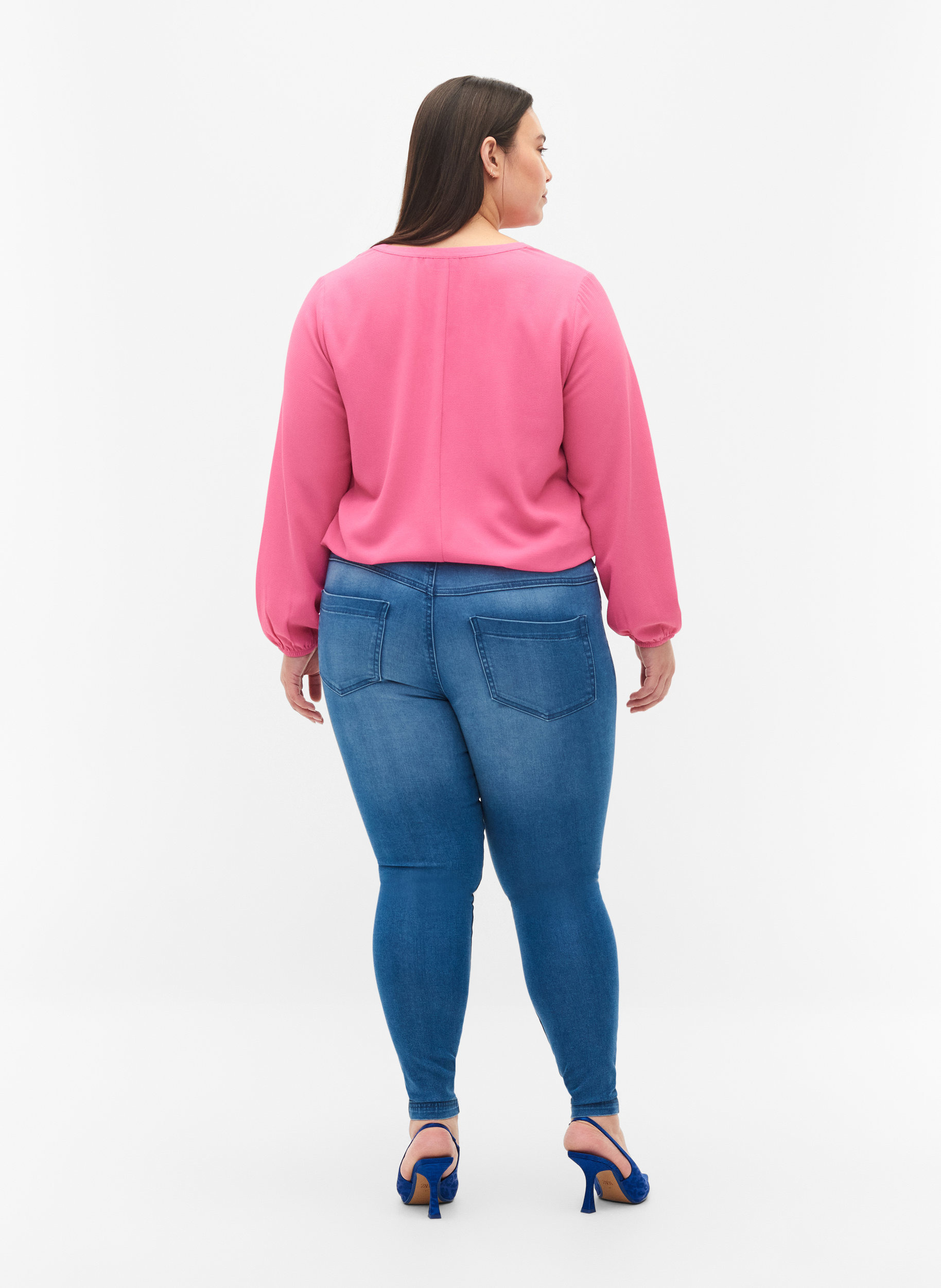 Super slim Amy jeans med hög midja, Lt blue Denim, Model image number 2