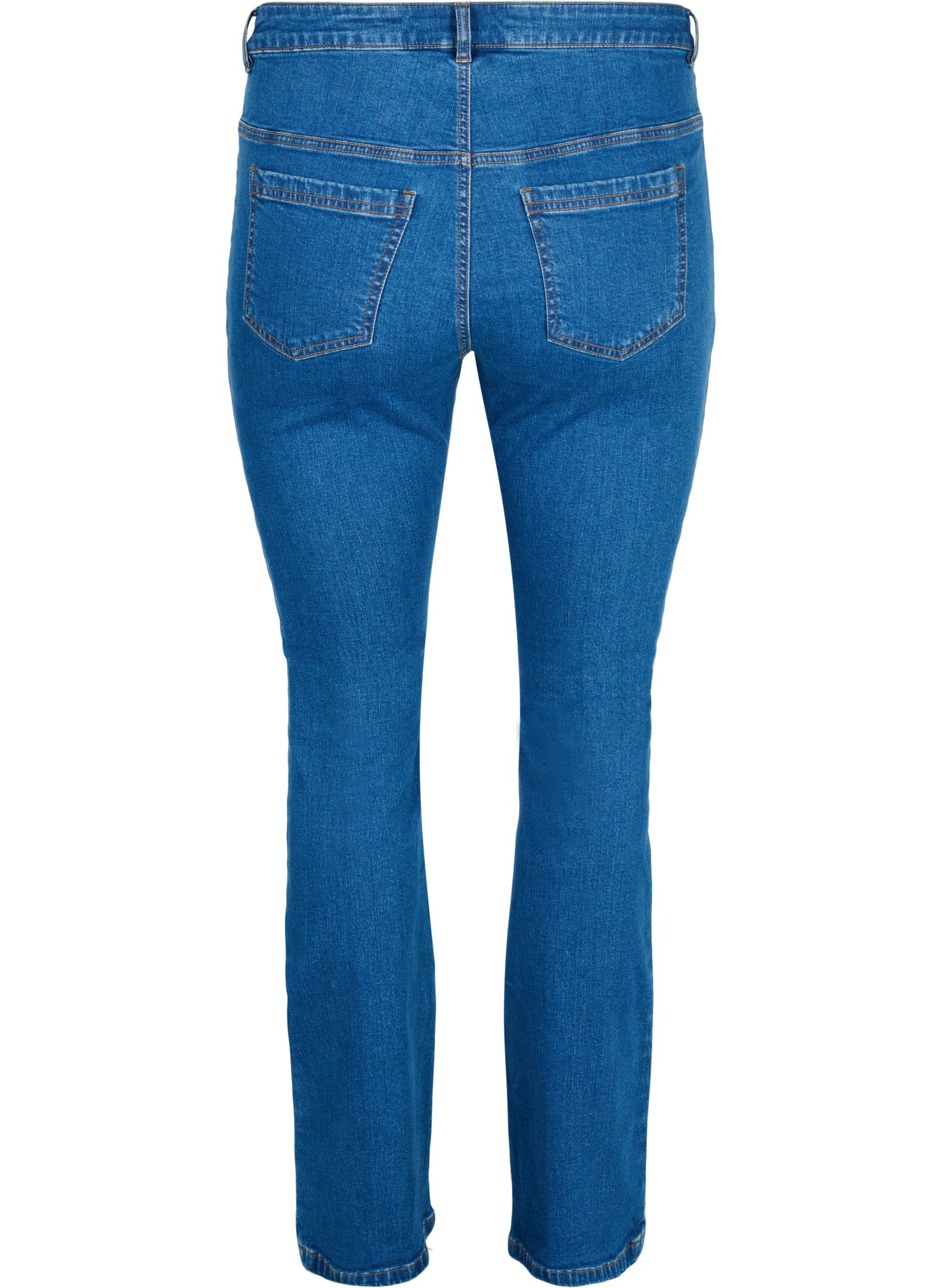 Ellen jeans med bootcut och stora fickor, Blue denim, Packshot image number 1